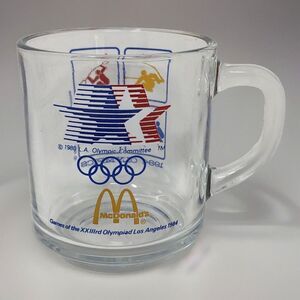 1984 Olympics Los Angeles Coffee/Tea Cup/Mug Vintage GLASS McDONALDS Promotional